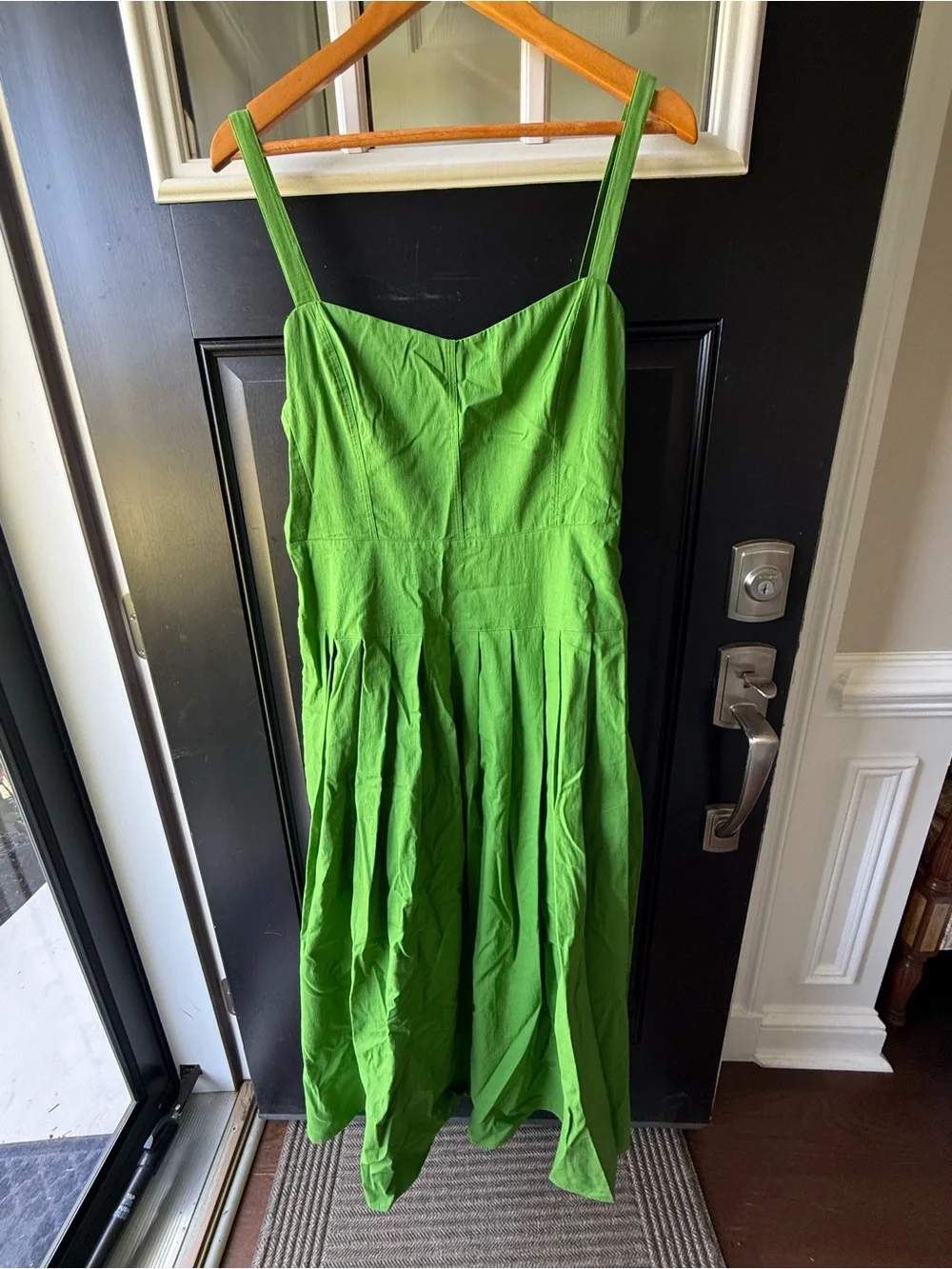 J. Crew Green Spaghetti-Strap Midi Dress